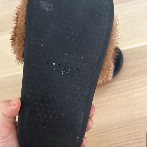 Givenchy Brown and Black Slippers with mink fur Strap - Picture 5 of 6